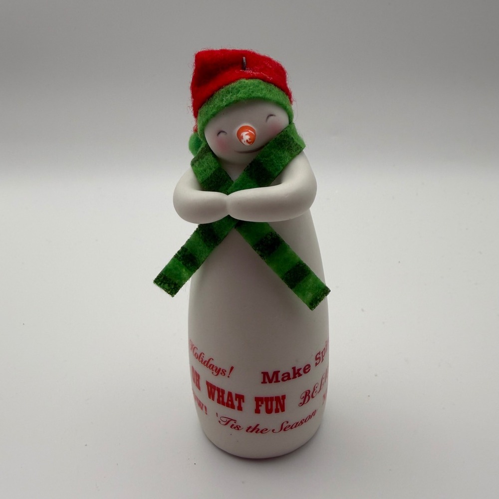 Hallmark 2014 Snowman Christmas Ornament Oh What Fun Felt Hat Scarf White Red